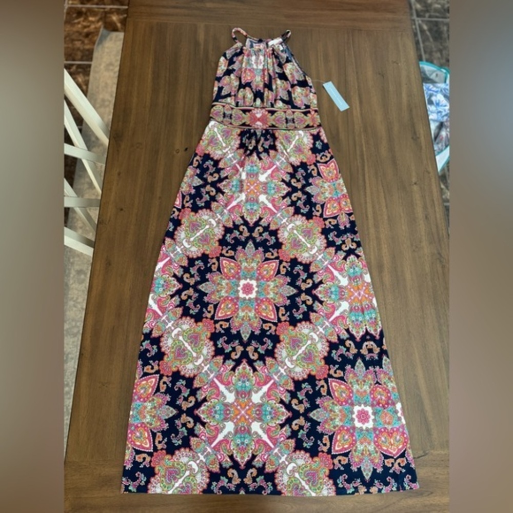 London Times Maxi Dress Halter Size 8